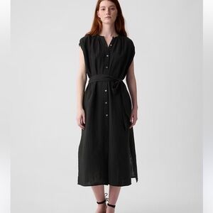 GAP Black Sleeveless V-Neck Midi Dress